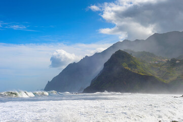 Madeira  landscape ocean mountain cliff