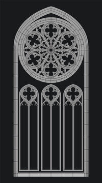 Medieval Cathedral Window Gothic Style Drawing