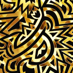 Foto op Plexiglas Zwart goud Gouden tribal naadloze textuur.