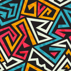Graffity geometric seamless pattern with grunge effect. - 361146572