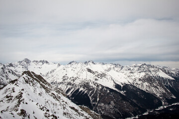 Fototapeta na wymiar Mountain landscape of snowy Dombay