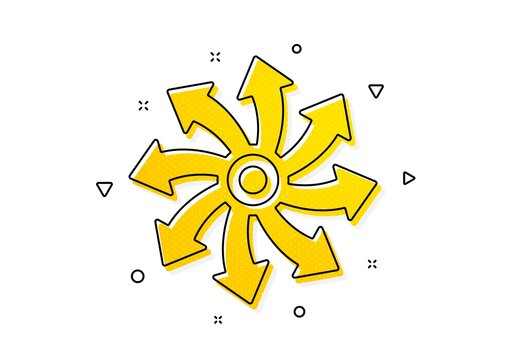 Multifunction sign. Versatile icon. Yellow circles pattern. Classic versatile icon. Geometric elements. Vector