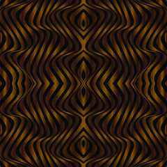 Obraz premium Abstract bronze striped background. Geometric pattern with visual distortion effect. Optical illusion. Op art.