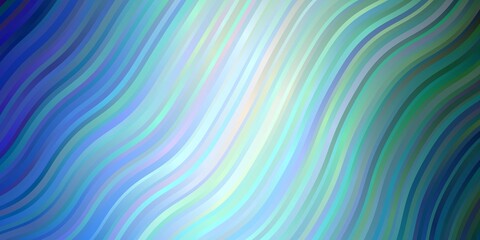 Light Blue, Green vector background with curves. Abstract illustration with bandy gradient lines. Template for cellphones.
