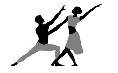 Beautiful couple dancing ballet. Isolated on white.