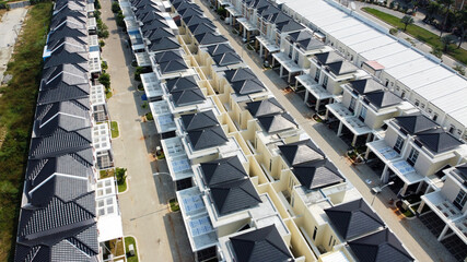 Fototapeta premium Drone Shot. Aerial view of residentials. With a drone. Natural the texture background.