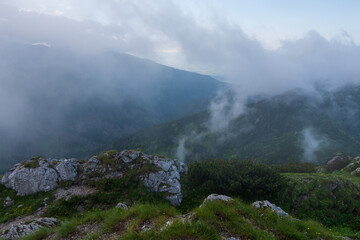 foggy morning at mountains , slovakia west tatras sivy vrch