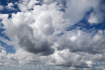 Large Cumulus clouds, dramatic sky. Background image.