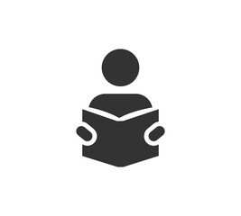 Person reading a book icon