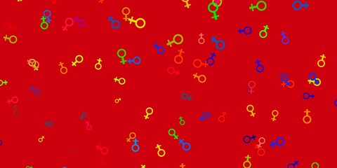 Light Multicolor vector background with woman symbols.