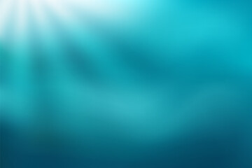Ocean bed with sunlight. Abstract blue gradient background. Blurred water backdrop. Vector illustration for your graphic design, banner, poster