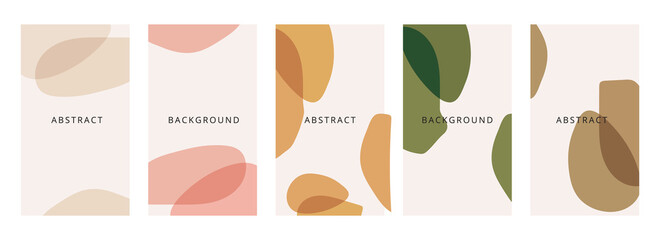 Fototapeta na wymiar Abstract shapes minimal background vector set. Trendy style cover design for social media posts and stories, cover, web, invitation, and print.