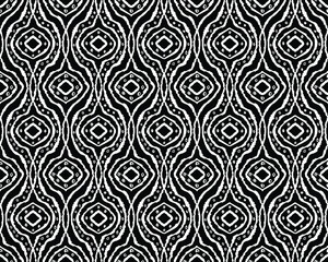 Seamless ikat pattern with waves for fabric, textile, wallpaper, book cover, wrapping paper, black and white seamless  textured background 