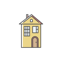 Home RGB color icon. Suburban house. Modern family home for sale. Downtown dwelling. Real estate ownership. Cottage rental. Investment in property. Apartment amenity. Isolated vector illustration
