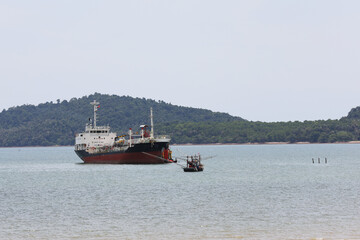 Tanker ship on the sea.