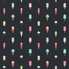 Ice cream pattern. Seamless background. Vector.