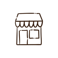 Coffee shop store doodle vector icon. Cafeteria symbol. Hand drawn illustration.
