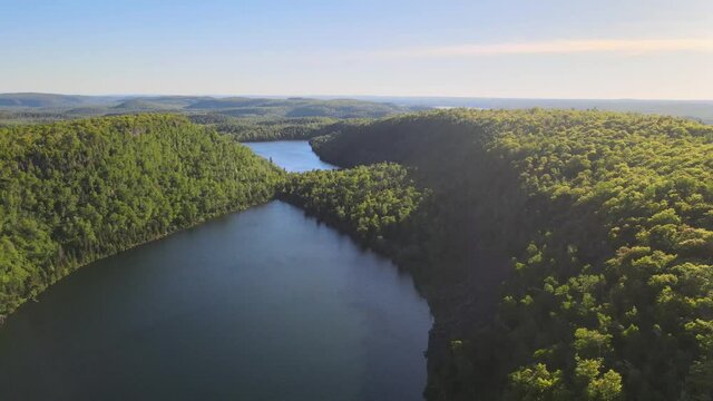 aerial view of a wonderful landscape Bean and bear lake Beaver bay minnesota, superior hiking trail, national forest