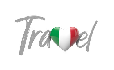 Travel Italy love heart flag. 3D Rendering