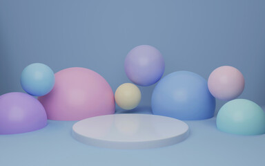 Minimal scene with geometrical forms for product display. 3D rendering.