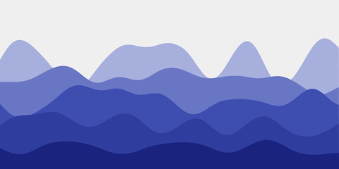 Abstract indigo hills background with colorful waves. Serene landscape vector illustration.