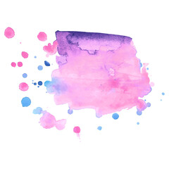 Colorful abstract watercolor stain with splashes and spatters. Modern creative background for trendy design.