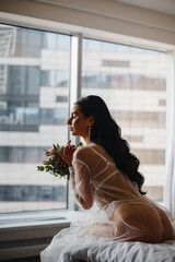 Wedding preparation, morning of the bride, bride's fees, veil, dress, boudoir, bridal bouquet