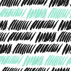 Naklejka premium Vector seamless pattern with geometric brush strokes elements. Memphis geometric outline trendy modern style. 