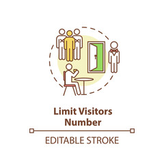 Fototapeta premium Limit visitors number concept icon. Cafe and restaurants safety guidelines idea thin line illustration. Protect yourself from coronavirus. Vector isolated outline RGB color drawing. Editable stroke