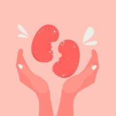 Healthy kidneys concept art. Disease Inspection and Prevention. Medical banner.