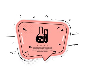 Chemistry lab icon. Quote speech bubble. Laboratory flask sign. Analysis symbol. Quotation marks. Classic chemistry lab icon. Vector