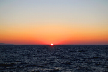Beautiful sunset over the sea in southern Dalmatia, Croatia.