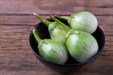 Thai Green Eggplant in a bowl background