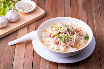 Thai boiled rice with Chicken for breakfast