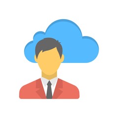 Cloud user icon illustration. Online remote working employee sign.