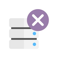 Obraz premium Deletion of database flat icon illustration. Remove record from database.