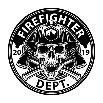 vector of fire fighter skull emblem design