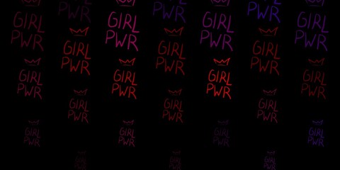 Dark Blue, Red vector pattern with feminism elements.