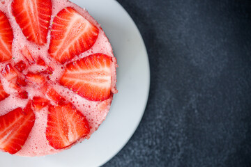cheesecake strawberrie, sweet mascarpone dessert cake berries Menu concept healthy eating  food background copy space keto or paleo diet