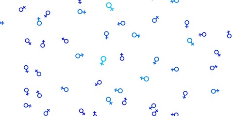 Light BLUE vector pattern with feminism elements.