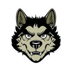 Head of angry werewolf. Vector illustration on white background