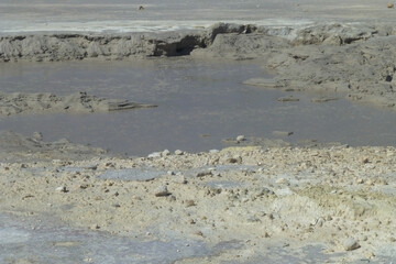 A puddle of mud in the crater of the  Solfatara volcano in Pozzuoli near Naples. 