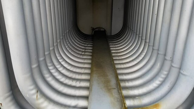 Power step-down transformers at an AC distribution substation