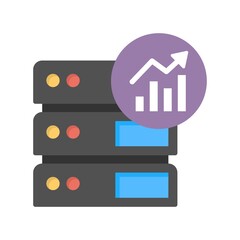 Computer server analytics icon illustration. Database infographics sign.