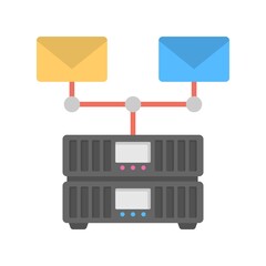 Email server icon illustration in flat design style. Email network sign.