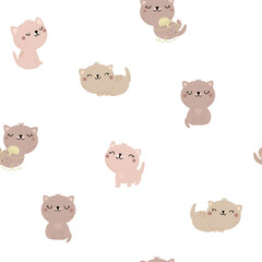 Seamless pattern of cartoon cats
