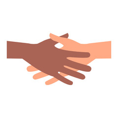 International business people handshake. Black and white human hands together. No to racism conceptual. World partnership relations vector illustration isolated on white.