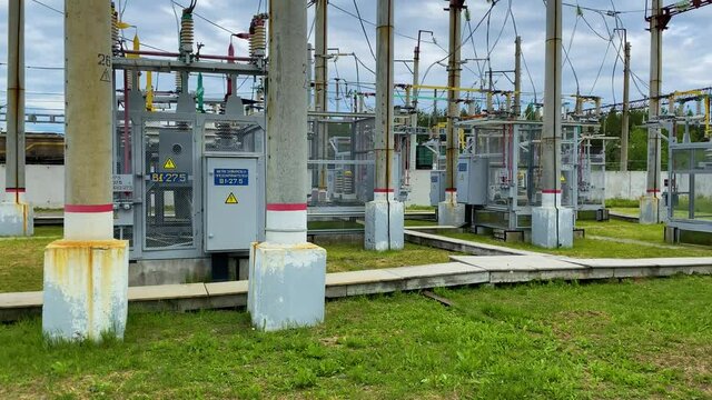 Open switchgear at step-down AC substation