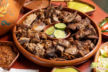 Mexican food. Grilled roast meats.