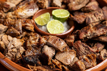 Mexican food. Grilled roast meats.